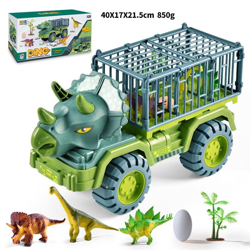 Educational Toy Sets high Quality Free-Wheel Engineering Inertial Transporter Vehicles Car Stone Model Dinosaur Truck Carrier