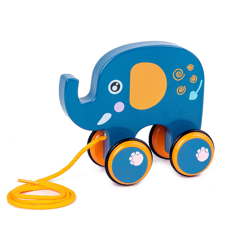 Wood animal Toy Montessori Hand Wheel Push Walker Pull Along Wooden Toy for baby