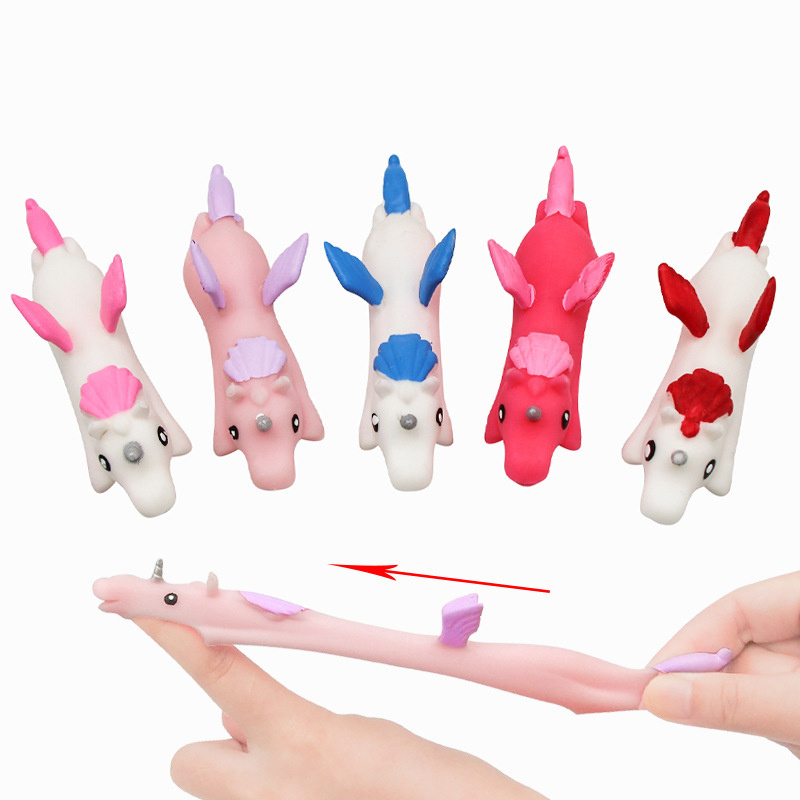 Hot Selling TPR Slingshot Unicorn Finger Toy Stretchy Catapult Toys Slingshot Chicken Finger Stress Relief Little Toy for fun