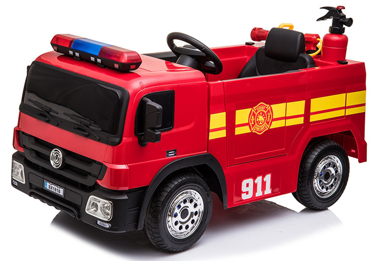 kids electric fire truck 12 volt ride on car toy for baby remote ride-on cars for