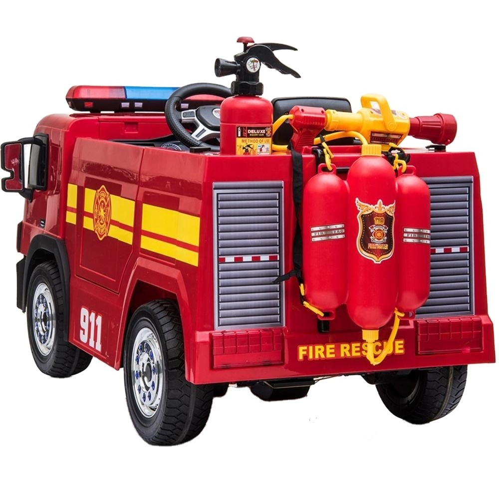 kids electric fire truck 12 volt ride on car toy for baby remote ride-on cars for