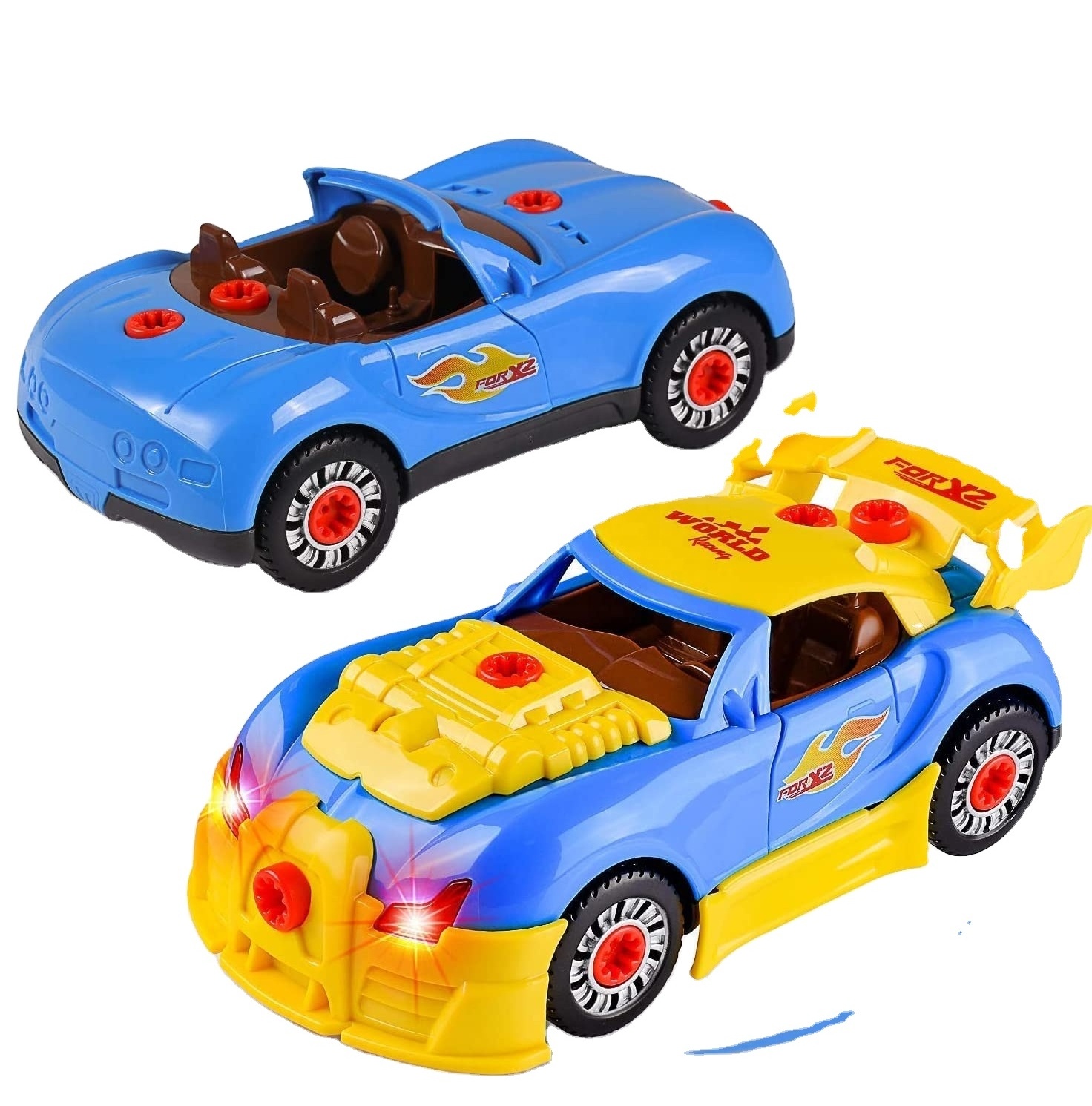 Perfect Gift for Kids Take Apart Toys Racing Cars with Sound Lights Creative DIY Car Toy Vehicle 30 PCS Set Toy Car Assembly Kit