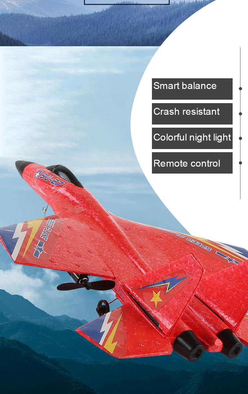 Su-27 Anti-Fall Aircraft Model Radio Remote Control Flying Toys Hand Throw Foam Glider Fighter Jet Rc Plane