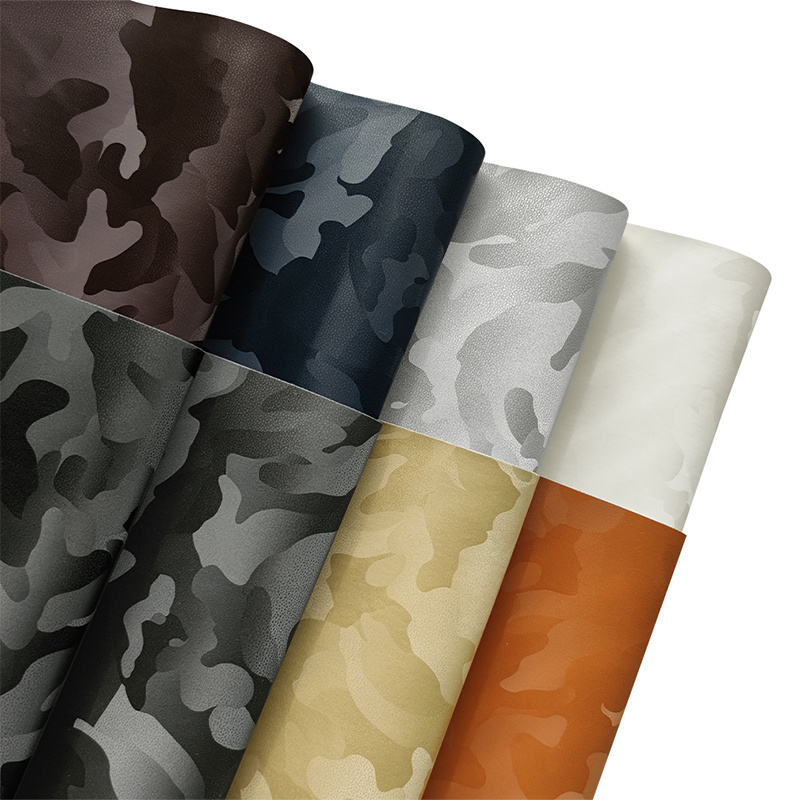 30x135cm Camouflage Pattern Faux Leather Color Change Reflective Textured Synthetic Fabric for Home Upholstery Shoe Clothing