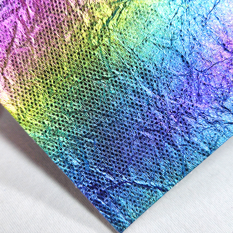 12*53 inch Holographic Rainbow Faux Leather  for DIY Sewing Craft Bows Earrings Distressed PU Leatherette Fabric