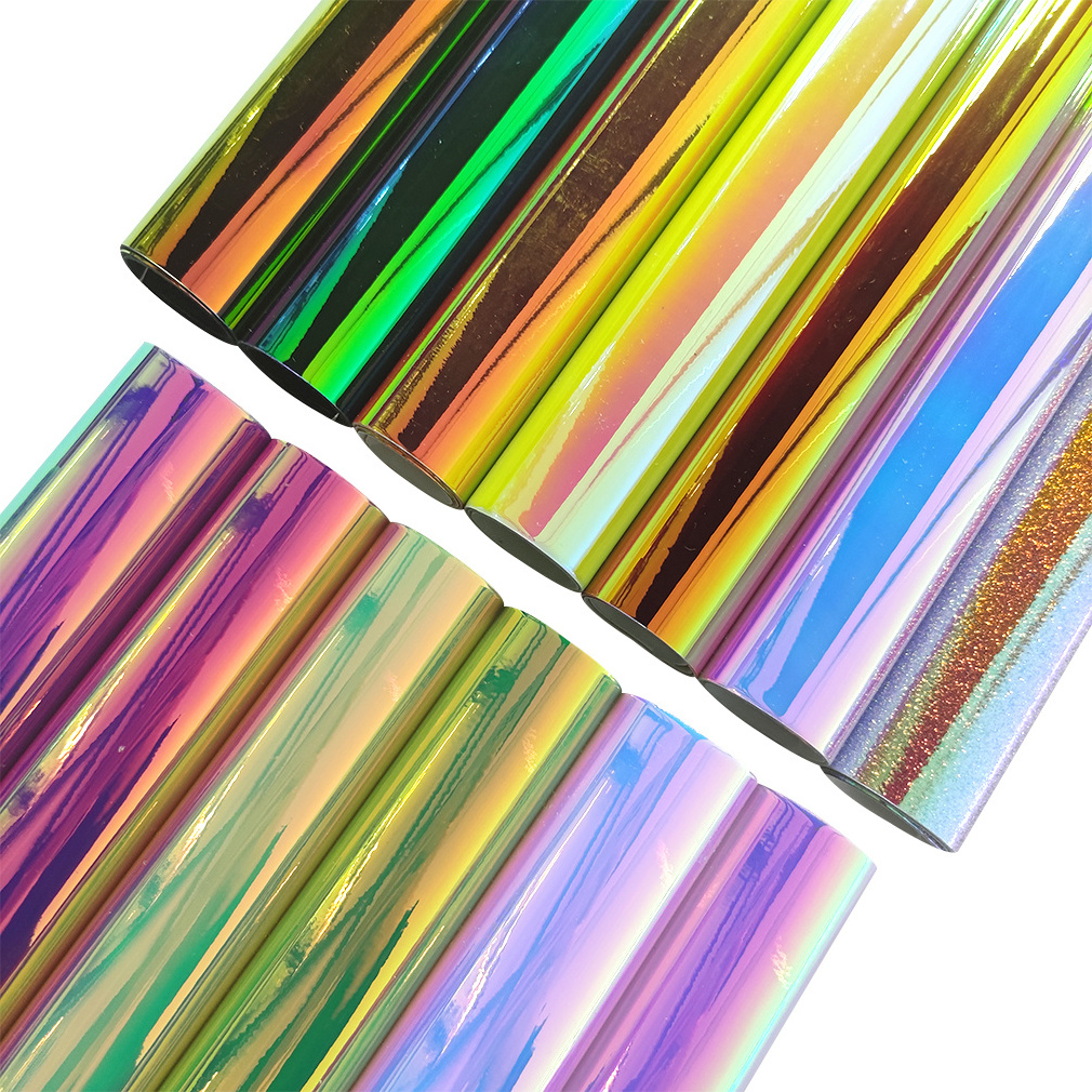 30x135cm Holographic Synthetic Laser Mirrored Faux Leather Glossy PU Leather for Sewing Crafts Clothing Bags Making