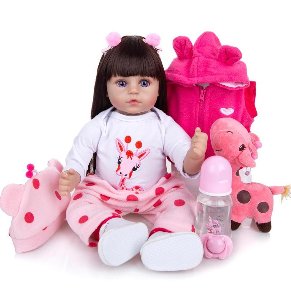 KEIUMI 48 CM Bebe Reborn Cloth Body Beautiful Long Hair Realistic Reborn Toddler Baby Doll For Children Birthday Christmas Gifts