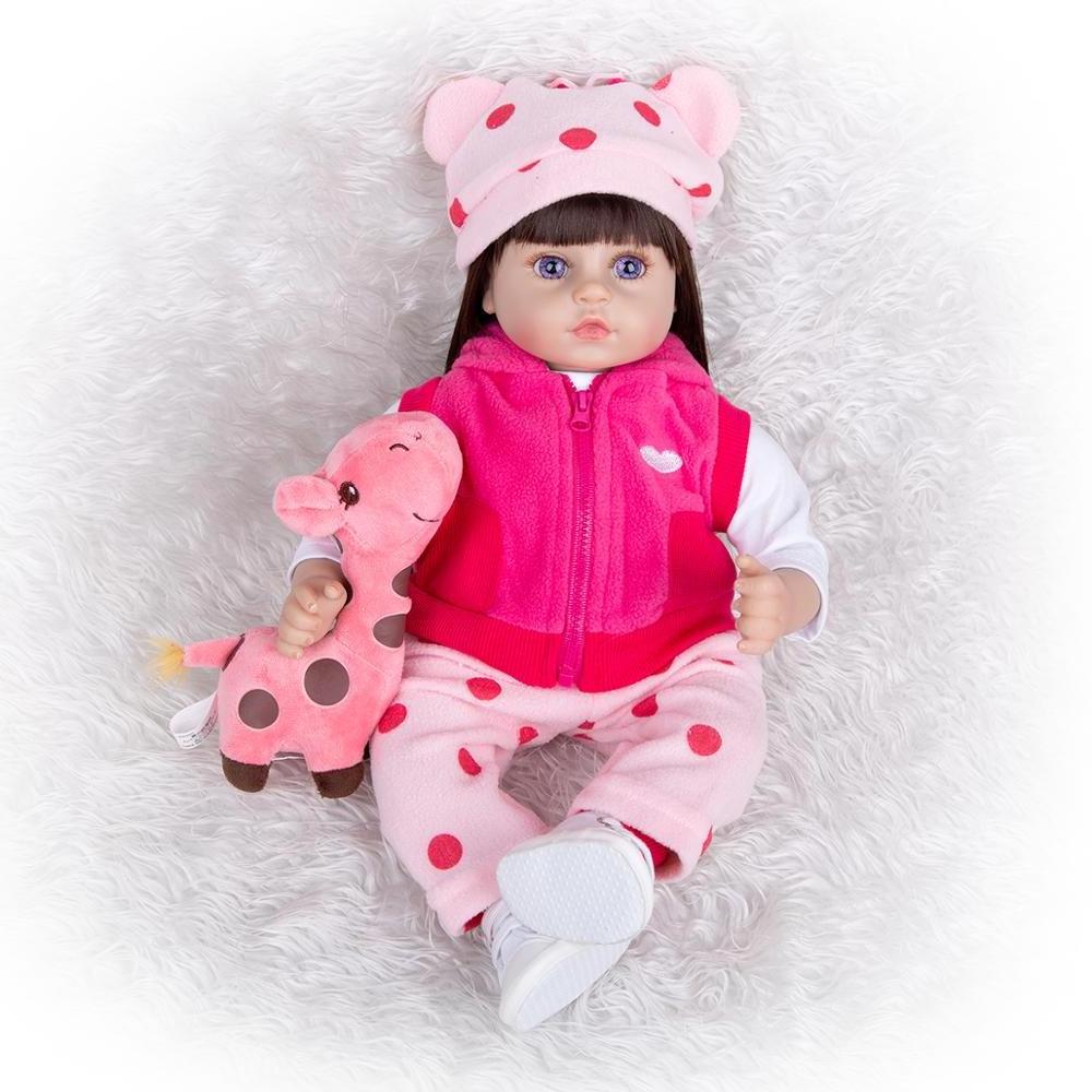 KEIUMI 48 CM Bebe Reborn Cloth Body Beautiful Long Hair Realistic Reborn Toddler Baby Doll For Children Birthday Christmas Gifts