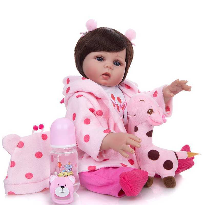 Bigs 49cm 6-9Month Size Reborn Toddler Girl Doll Baby Doll Toys Reborn With Long hair 100% Handmade Realistic Reborn Baby Doll