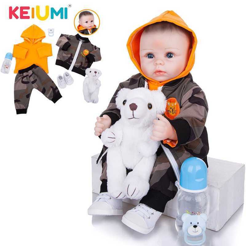 Bebe Reborn Dolls 48 cm Silicone Soft Cloth Body Realistic Handmade Painted Hair Newborn Boy Doll Toy