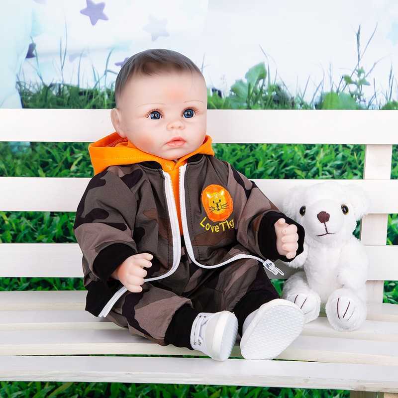 Bebe Reborn Dolls 48 cm Silicone Soft Cloth Body Realistic Handmade Painted Hair Newborn Boy Doll Toy