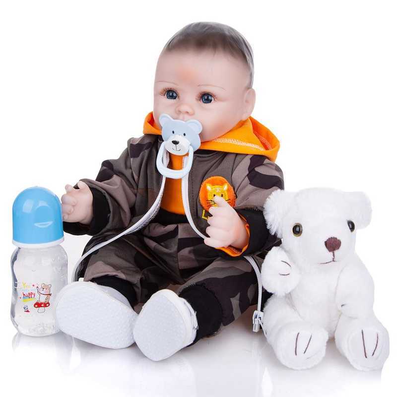 Bebe Reborn Dolls 48 cm Silicone Soft Cloth Body Realistic Handmade Painted Hair Newborn Boy Doll Toy