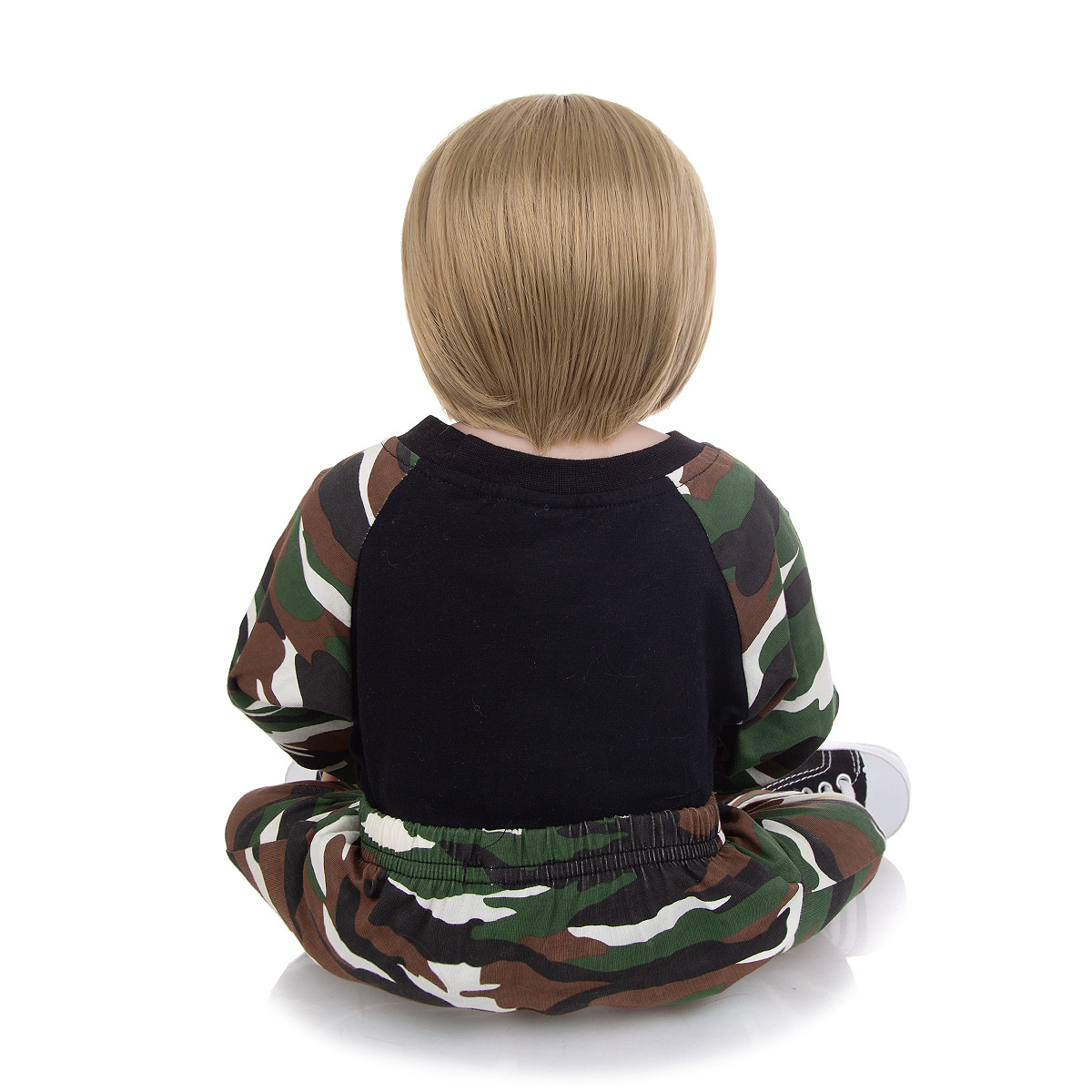 57cm Full Silicone Body Reborn Dolls Babies Boy Truly Like Menino Bebe Boneca Reborn Doll Wear Camouflage suit Kid Birthday Gift