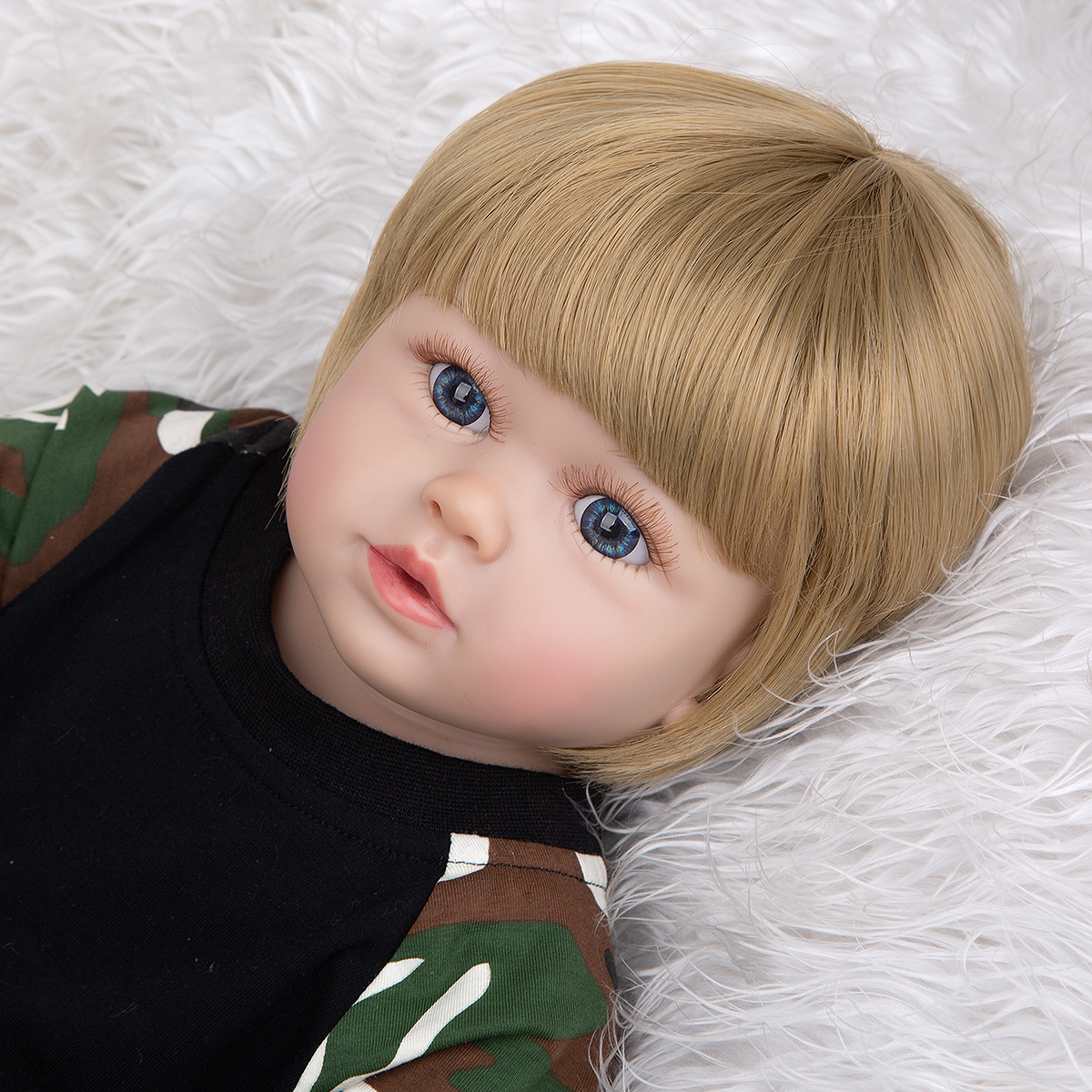 57cm Full Silicone Body Reborn Dolls Babies Boy Truly Like Menino Bebe Boneca Reborn Doll Wear Camouflage suit Kid Birthday Gift