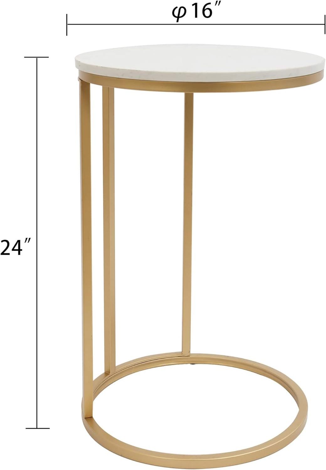 Stock Available Small Round Coffee Metal Tea Marble Side Table Modern Bed Side Table For Living Room C Shape Side Table