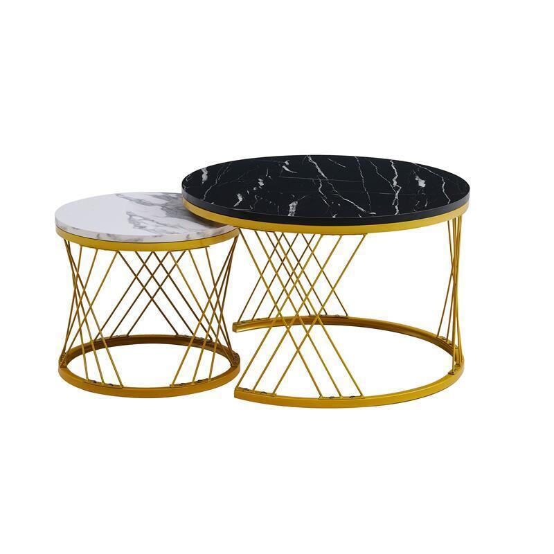 Modern Minimalist Nesting Coffee Table Living Room Wooden Top and Metal Legs crushed diamond coffee tables