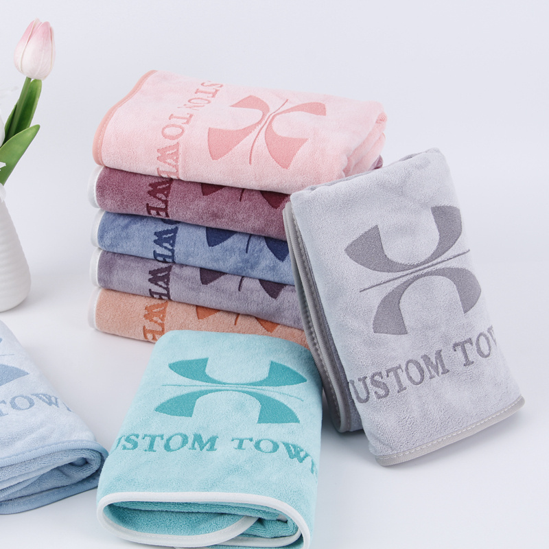 Customized color 100% cotton jacquard sport towel custom embossed logo bath towels 35*75cm