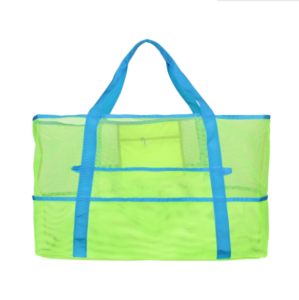 Multipurpose Tote Storage 9 Pockets Top Zipper Organizer 42L Extra Shoulder Straps Large Mesh Beach Bag