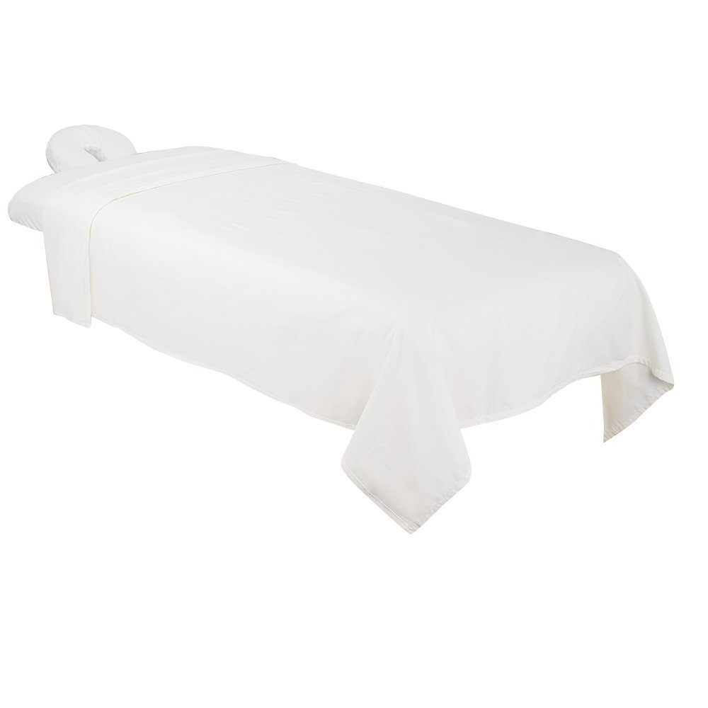 3-Piece Flannel Massage Table Sheet Set - Soft Cotton Facial Bed Cover - Includes Flat and Fitted Sheets with Face Cradle Cover