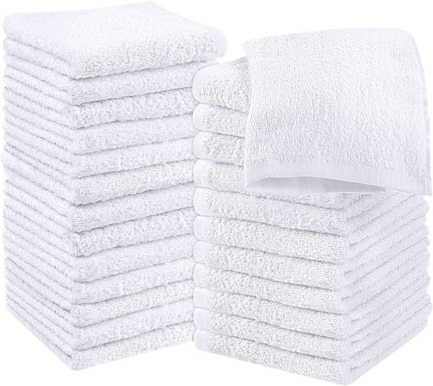 Premium Quality Flannel Face Cloths 100% Cotton White Hand Towels With Pack of 24