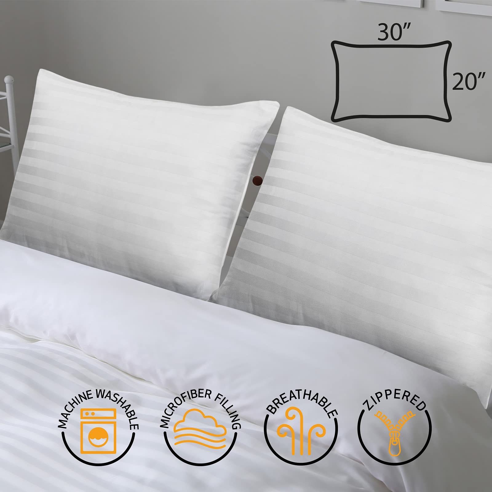 Standard Size 5 Star Hotel Striped Bed Pillow Luxury 50*70cm Gel Fiber Polyester Pillow For Sleeping