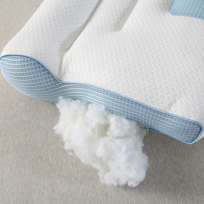 Nantong factory knitted cotton feather silk cotton polyester fiber filling bed pillow washable ergonomic design neck pillow