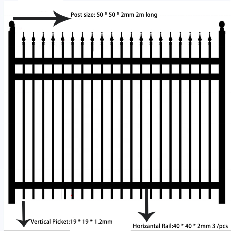 High Quality Modern Design Aluminum and Steel Fence Welded Picket Finials Aluminum Fence Panels with Black Powder Coated