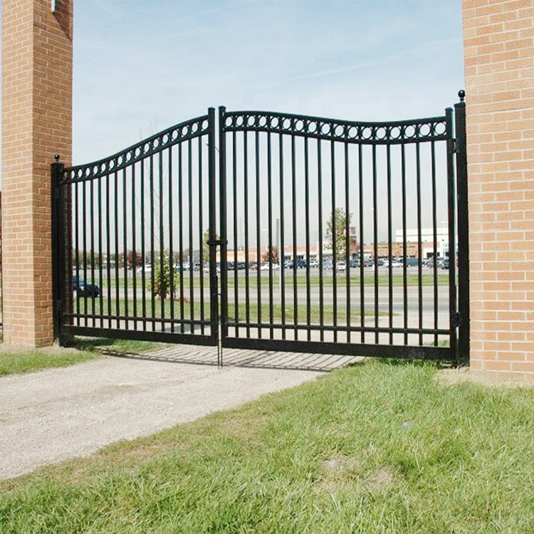 Double Swing Decorative Aluminum or Iron Gate Designs Simple  Driveway Security Fencing Trellis Gate Black