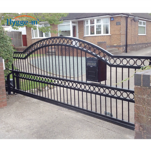 Double Swing Decorative Aluminum or Iron Gate Designs Simple  Driveway Security Fencing Trellis Gate Black