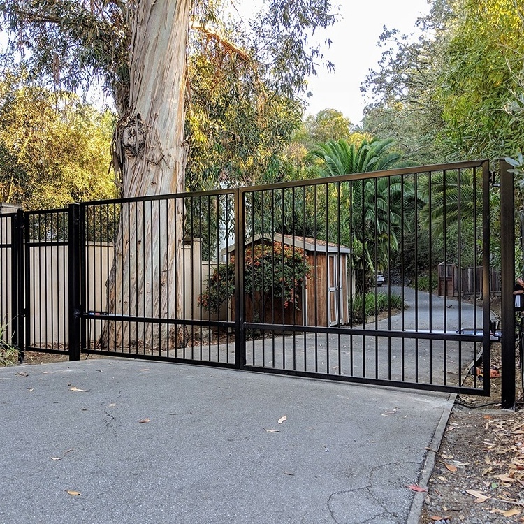 Double Swing Decorative Aluminum or Iron Gate Designs Simple  Driveway Security Fencing Trellis Gate Black