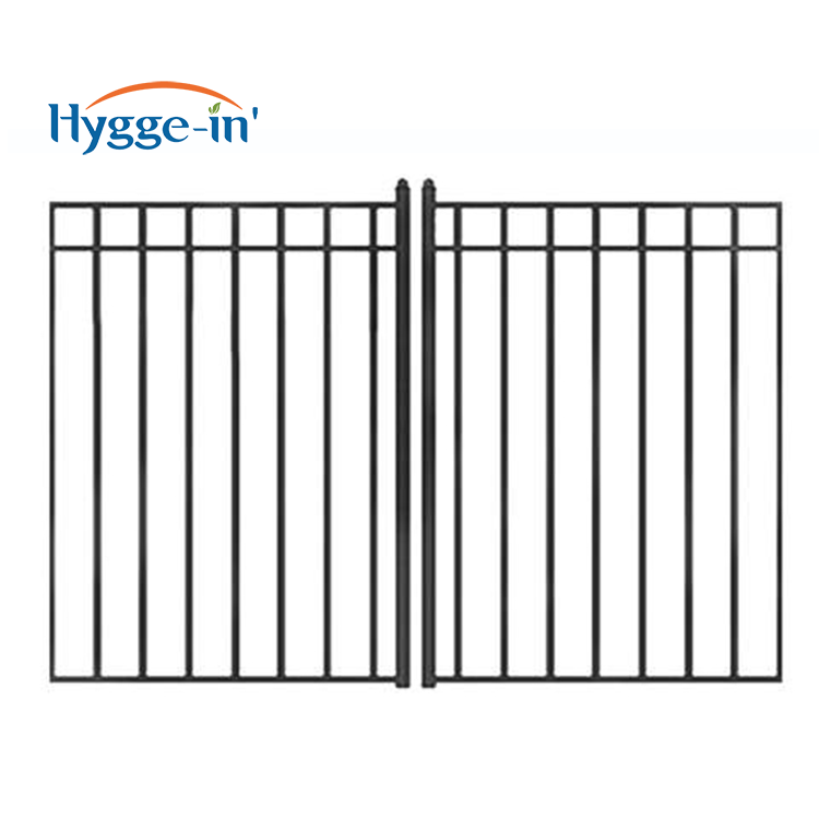 Madrid Style Double Swing Galvanized Steel Driveway Security Gate 14 x 6 Feet Black For Houses And Garden