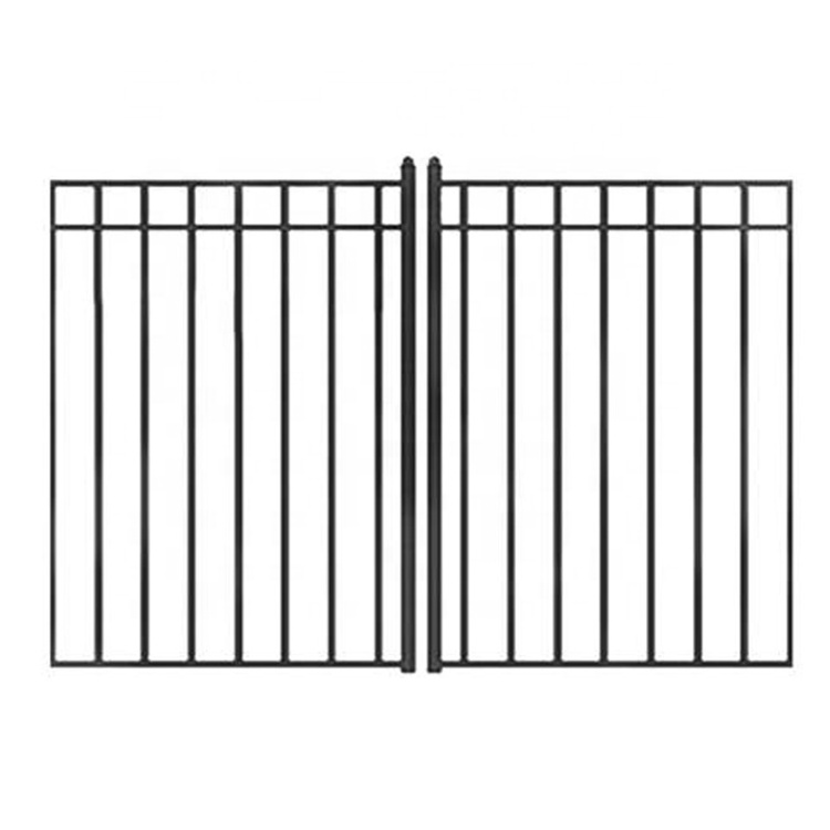 Madrid Style Double Swing Galvanized Steel Driveway Security Gate 14 x 6 Feet Black For Houses And Garden