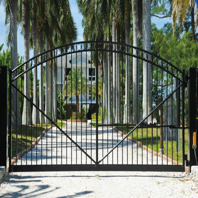 Modern Dublin Style Single Swing Galvanized Aluminum Driveway Security Yard Gate 16 x 6 Feet Black