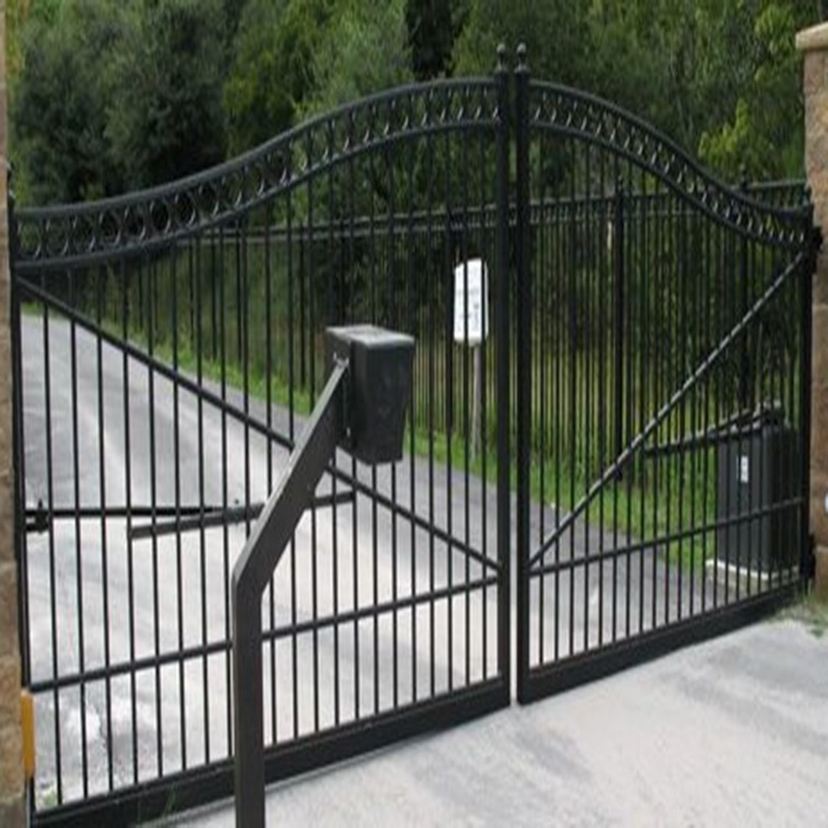 Modern Dublin Style Single Swing Galvanized Aluminum Driveway Security Yard Gate 16 x 6 Feet Black