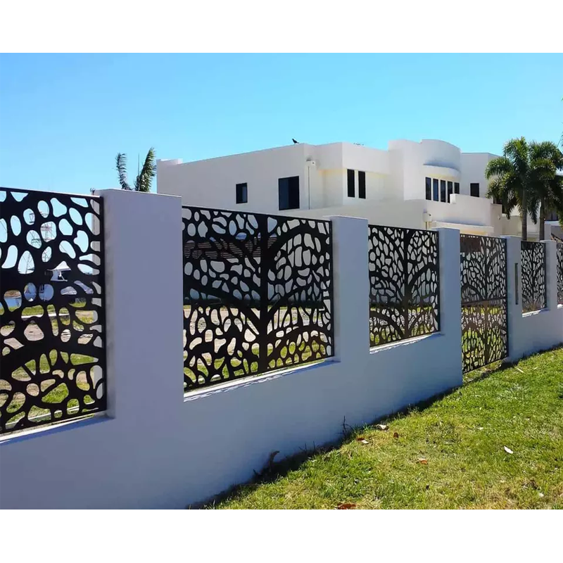 White Aluminium Customized Newly Design Indoor Iron Art Pattern Laser Cut Freestand Wall Panel Perforated Metal Fence For Pool