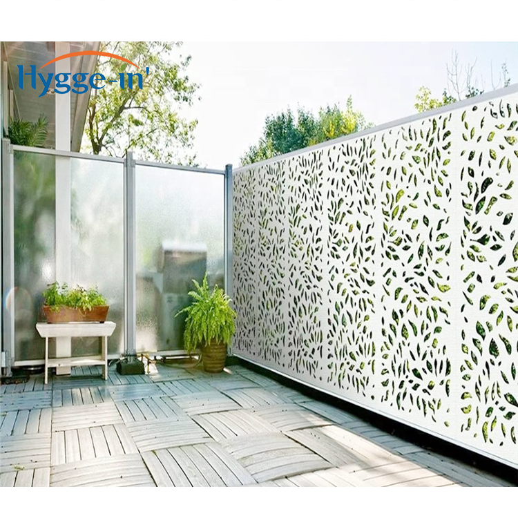 White Aluminium Customized Newly Design Indoor Iron Art Pattern Laser Cut Freestand Wall Panel Perforated Metal Fence For Pool