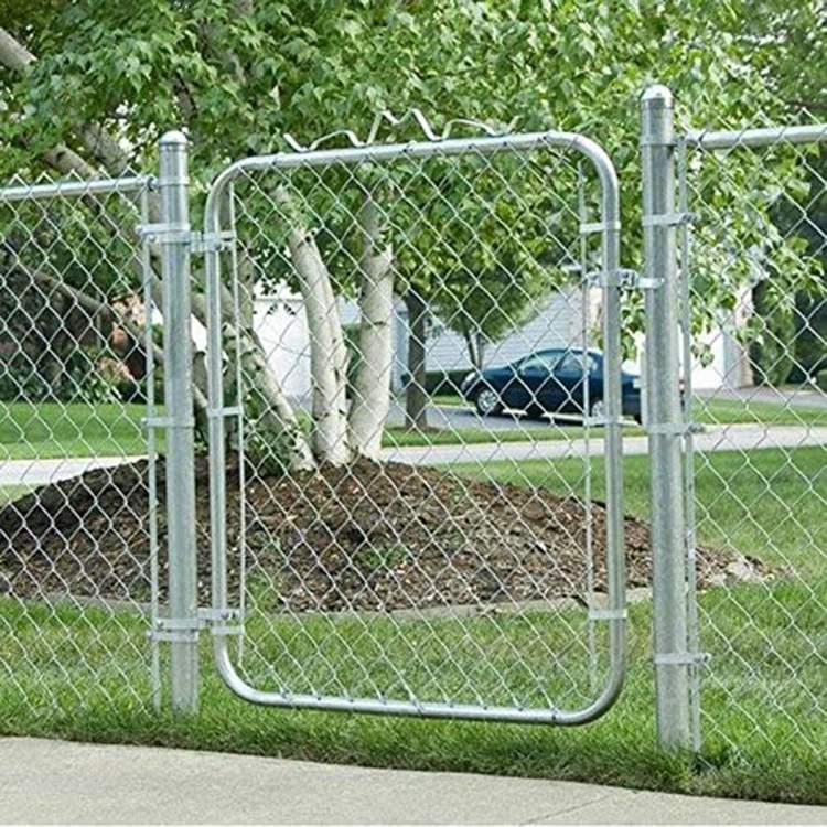 Galvanized Chain Link Garden Walking Fence Gate 48-inch Overall Height by 32-inch Frame Width , Chain Link Walk-Through Gate