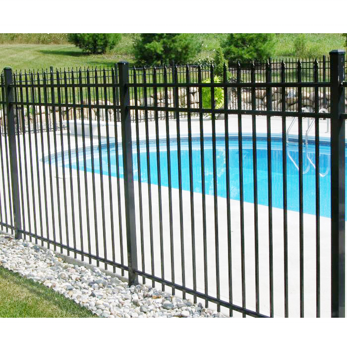 1.5m(H)*2m(W)Black Steel Anti Rust Fence Sharp End Pickets Easy Installation Steel Fence Outdoor Galvanized Steel Fence