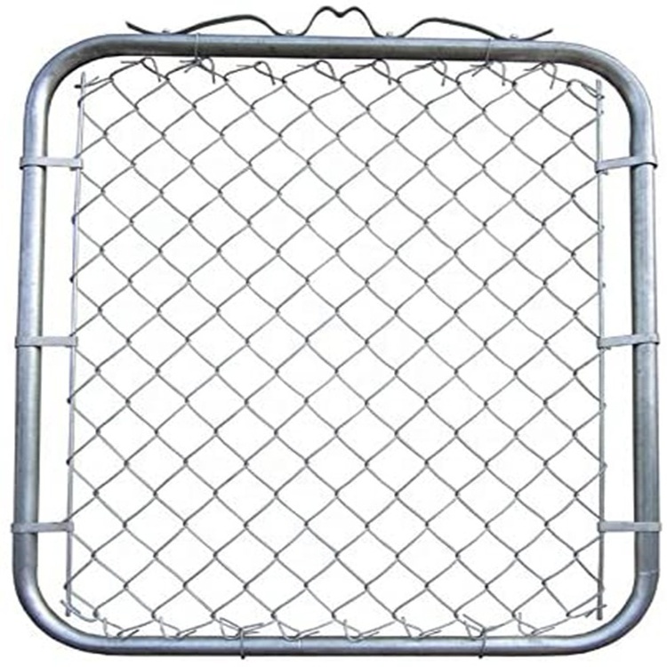 Galvanized Chain Link Garden Walking Fence Gate 48-inch Overall Height by 32-inch Frame Width , Chain Link Walk-Through Gate