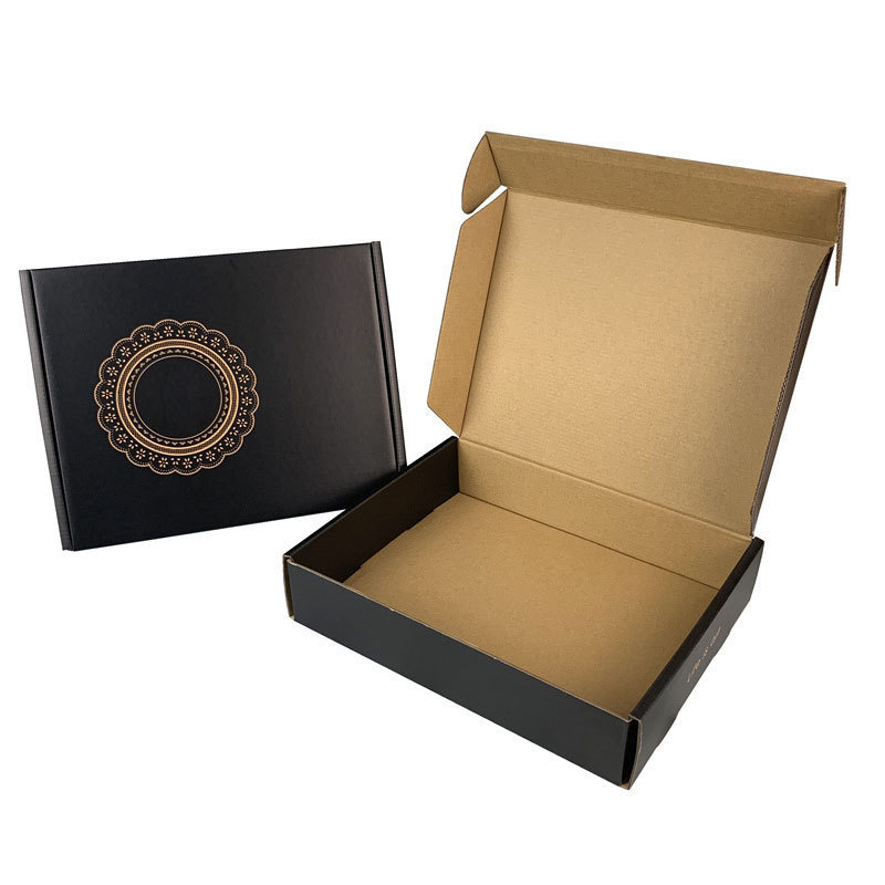 Personalized Printing Premium Recyclable Eco Kraft Corrugated Cardboard Packing Shipping Black Boxes