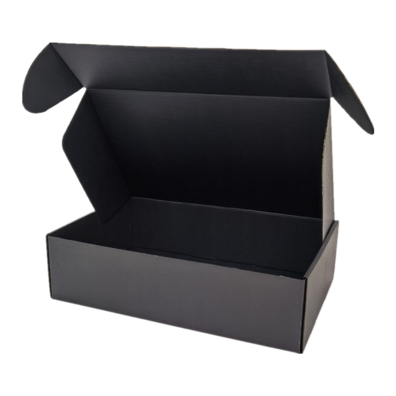 Custom Recycled Black Shipping Mailer Shoes Packaging E Flute Corrugated Boxes With Logo