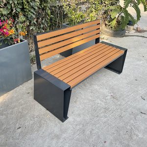 Outdoor public city furniture urban bench solid wood seating for park and plazas