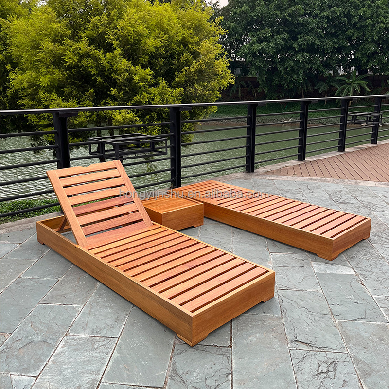 OEM sun loungers wooden beach lounge chair in pool lounge chairs for sun shelf