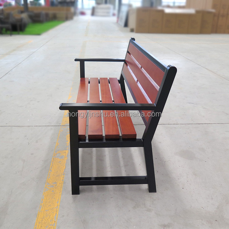 Chinese factory outdoor bench for park patio bench with teak wood garden bench metal and wood with back rest