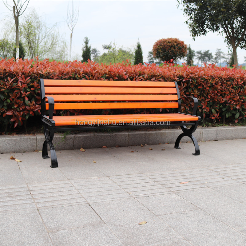 High quality cast aluminum patio bench outdoor wooden bench 3 seaters wooden long bench