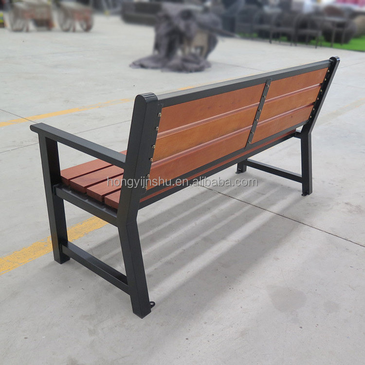 Chinese factory outdoor bench for park patio bench with teak wood garden bench metal and wood with back rest