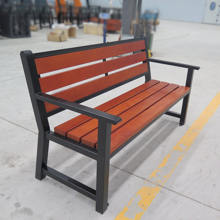 Chinese factory outdoor bench for park patio bench with teak wood garden bench metal and wood with back rest