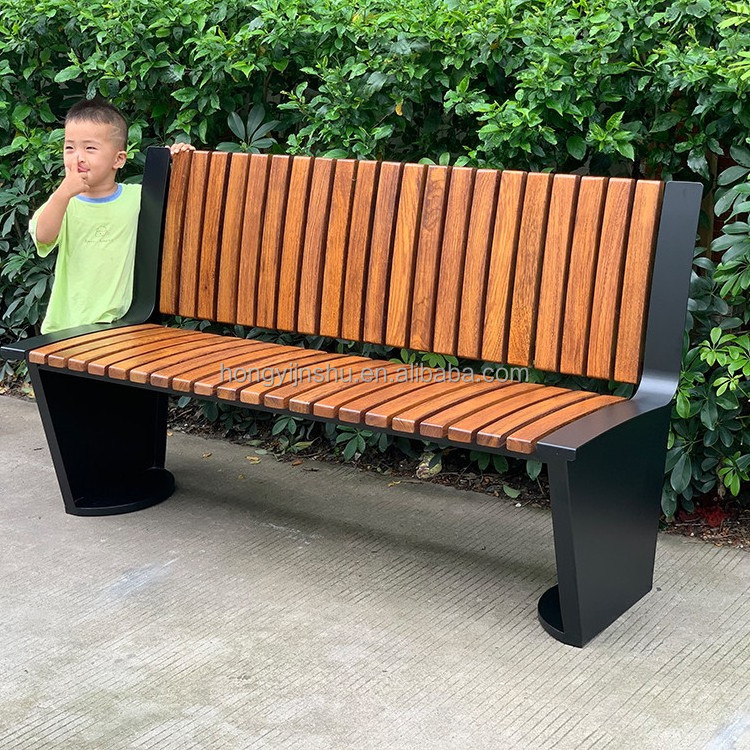 Modern outdoor furniture stainless steel benches  wooden benches seat