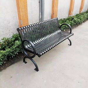 Free logo street furniture steel metal seating bench commercial long bench garden seats outdoor furniture