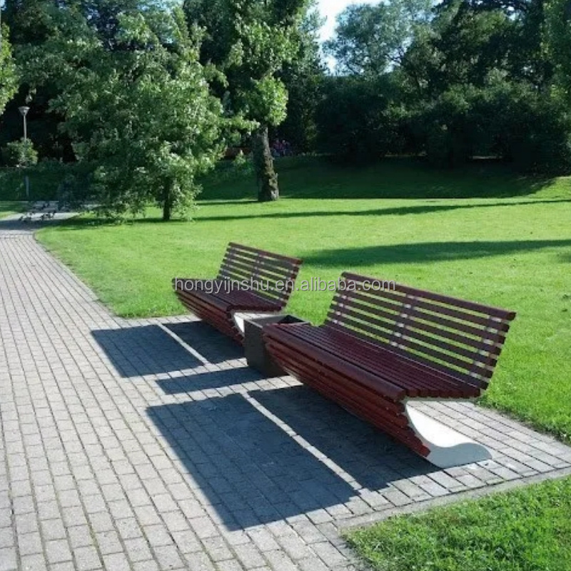 Factory S shape design outdoor wooden bench outdoor metal bench garden bench outdoor furniture